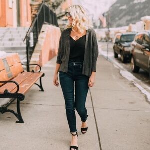 Barefoot Dreams Brown Ribbed Cozychic Lite Dolman sleeve Shrug Cardigan